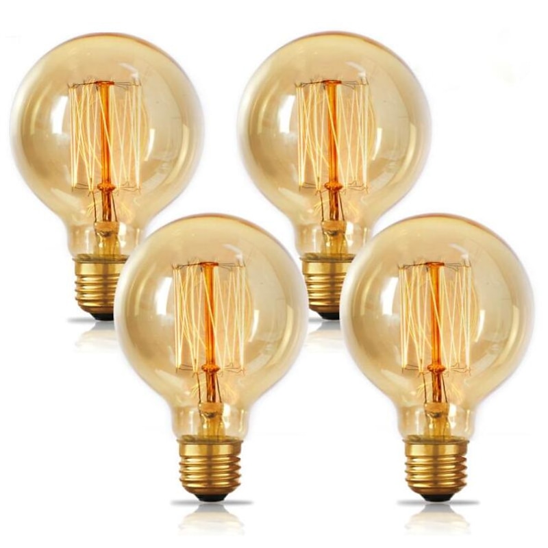 40W Edison Vintage Incandescent Light Bulb Dimmable E26 E27 G80 Candelabra Cage Filament Amber Warm White for Lighting Fixture 220-240V