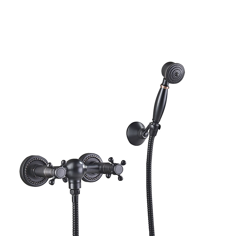 Shower Faucet Set Handshower Included Vintage Style/Country Brass/Electroplated Mount Outside Ceramic Valve Bath Shower4