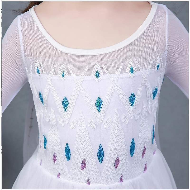 Princess Elsa Dress Flower Girl Dress Girls' Movie Cosplay A-Line Slip Cosplay Vacation Dress Natural White White Dress Halloween Carnival Masquerade Polyester Tulle World Book Day Costumes3