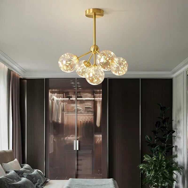 43cm LED Pendant Light Modern Nordic Globe Desgin Living Room Bedroom Flush Mount Lights Copper Brass 110-120V 220-240V4