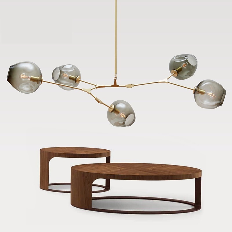 Multi Heads Magic Bean Chandelier Warm White Light Creative Art Modern Living Room Lamp Heteromorphic Nordic Simple Molecular Glass Ball Dining Room AC110V AC220V2