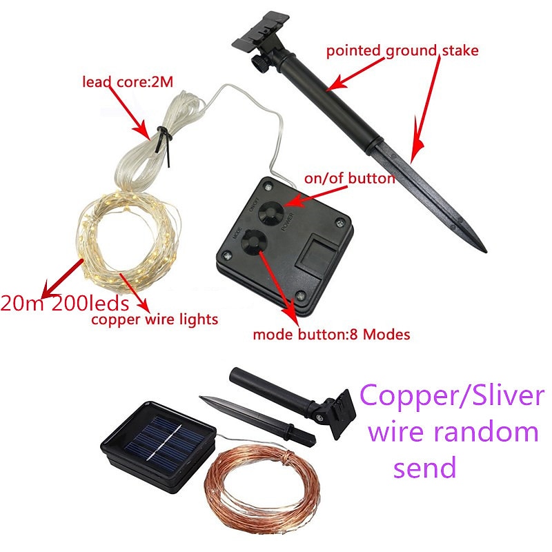 Elegant Wedding Reception Party 1/2Packs Outdoor Solar Fairy String Light 22M 200LEDs 8 Modes Garden Twinkle Lights Waterproof for Wedding Party Patio Decoration Christmas2