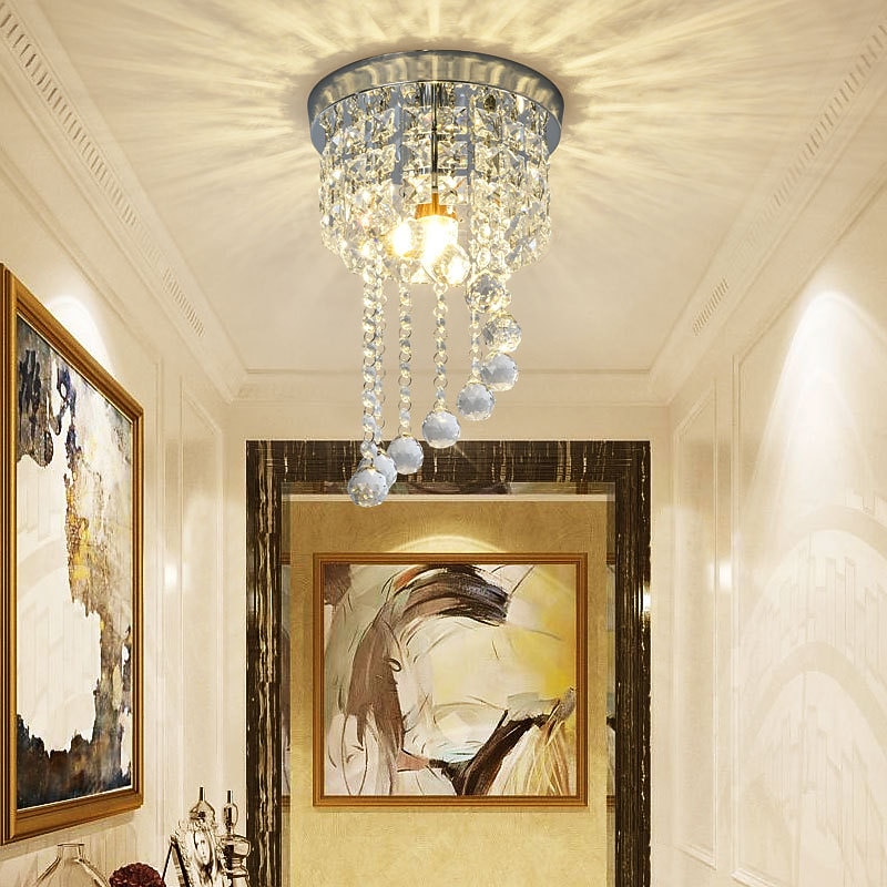 20cm LED Chandelier Crystal Ceiling Light Lantern Desgin Flush Mount Lights Metal Electroplated Modern Christmas decoration  110-120V 220-240V