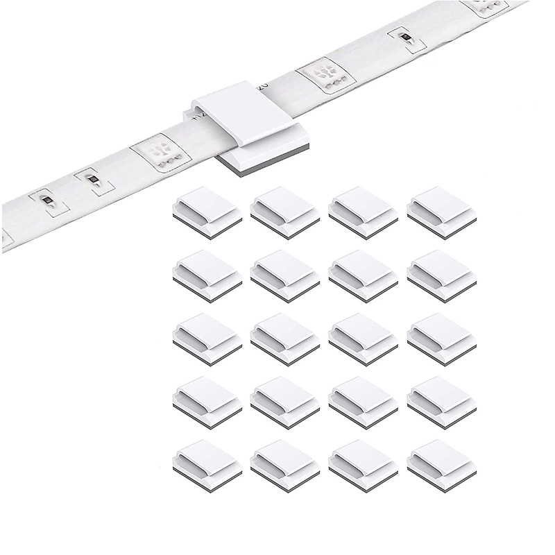 1set 50PCS 20PCS LED Strip Clips Self Adhesive LED Light Strip Mounting Bracket Clips Holder Cable Clamp Organizer for 10mm Wide IP65 Waterproof 5050 3528 2835 5630 LED Strip Light