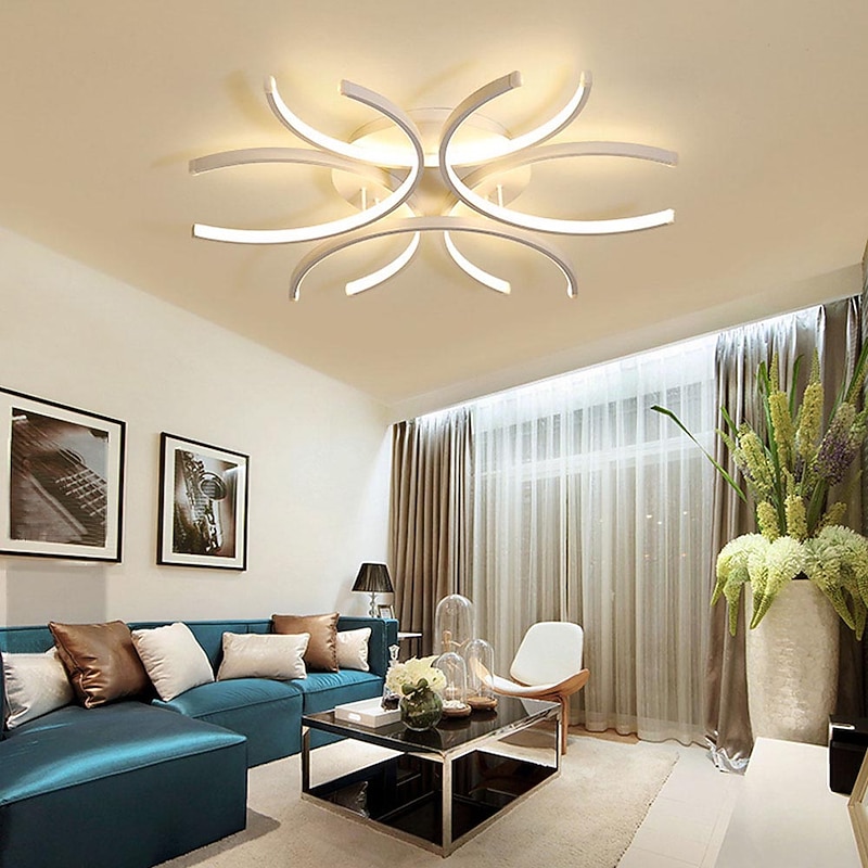 60cm LED Ceiling Light Modern Nordic Geometric Flower Shapes Stylish Flush Mount Lights Living Room Dining Room Bedroom Metal Painted Finishes110-120V 220-240V