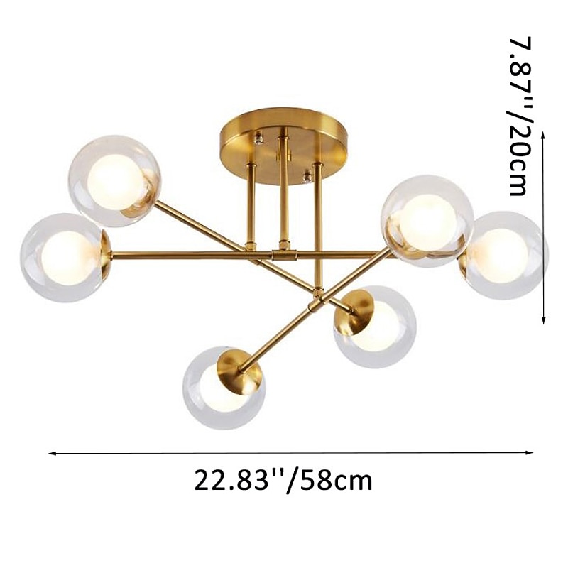 58cm LED Ceiling Light Nordic Sputnik Design Black Gold Globe Design Glass Chandelier Metal Artistic Style Sputnik Industrial Painted Finishes Artistic Nordic Style 110-120V 220-240V3