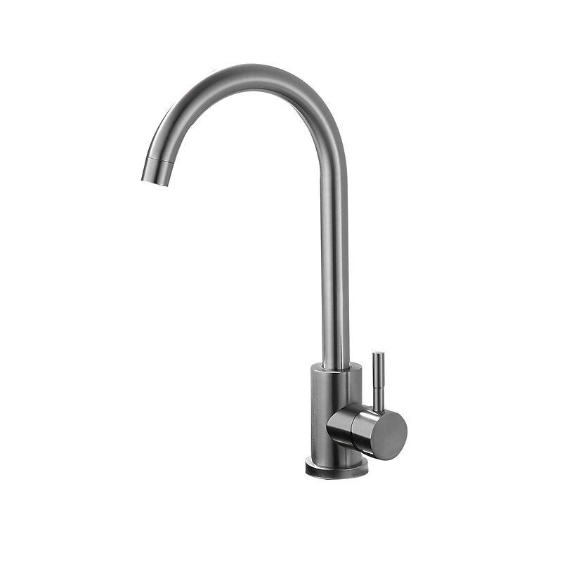 Stainless Steel Deck Mounted Kitchen Faucet, Nickel Brushed Multi-function Rotatable Kitchen Faucet with Hot and Cold Switch2