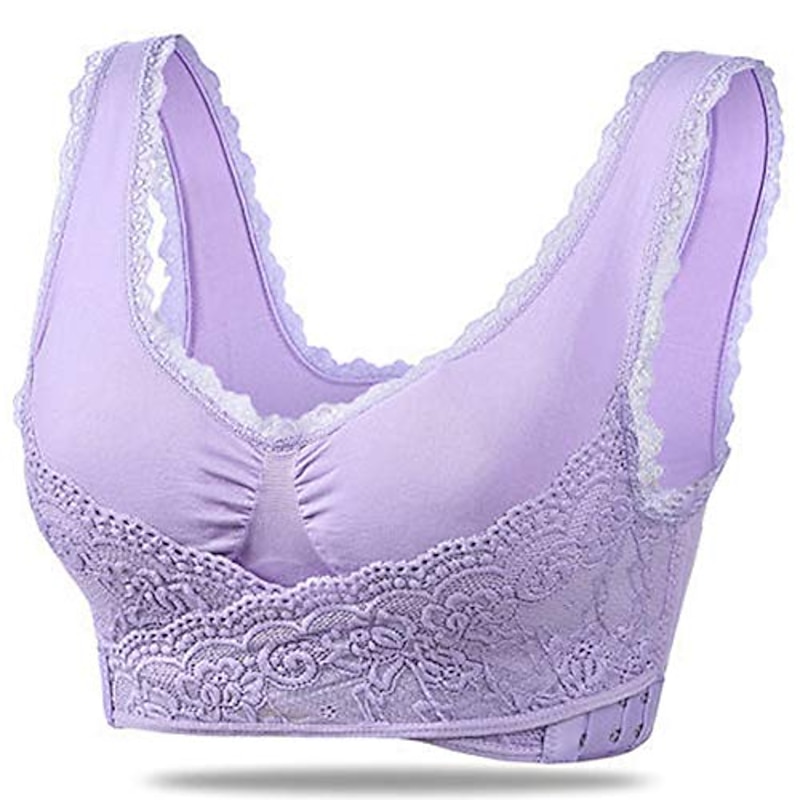 Women's Oversized Lace Sports Bras Cross Front Side Buckle Wire Free Bra Yoga Workout Activewear Home Outfits2
