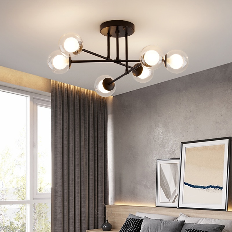 58cm LED Ceiling Light Nordic Sputnik Design Black Gold Globe Design Glass Chandelier Metal Artistic Style Sputnik Industrial Painted Finishes Artistic Nordic Style 110-120V 220-240V