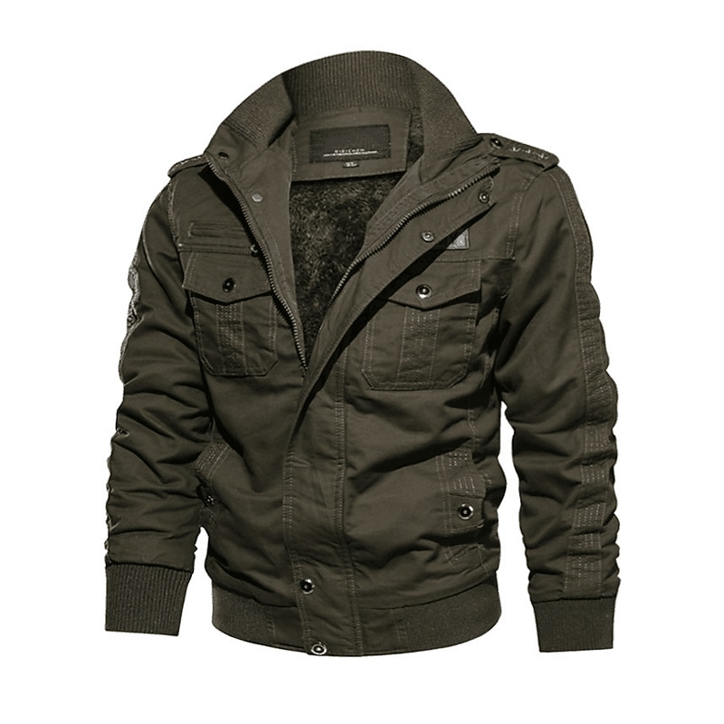 Men's Winter Jacket Winter Coat Casual Daily Fall Winter ArmyGreen Black khaki Jacket