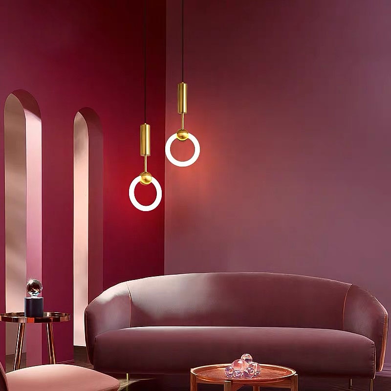 20cm LED Pendant Light Modern Nordic Ring Circle Desgin Bedside Light Living Room Bedroom Dining Room Metal Electroplated Modern 110-120V 220-240V2