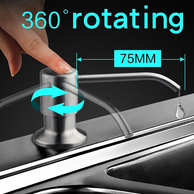 Kitchen Faucet with Pullout Spray and Soap Dispenser Sets Single Handle Two Holes Pull Out/Rotatable/Multifunction Standard Spout, Brass Tall-High Arc Deck Mounted Kitchen Faucet3