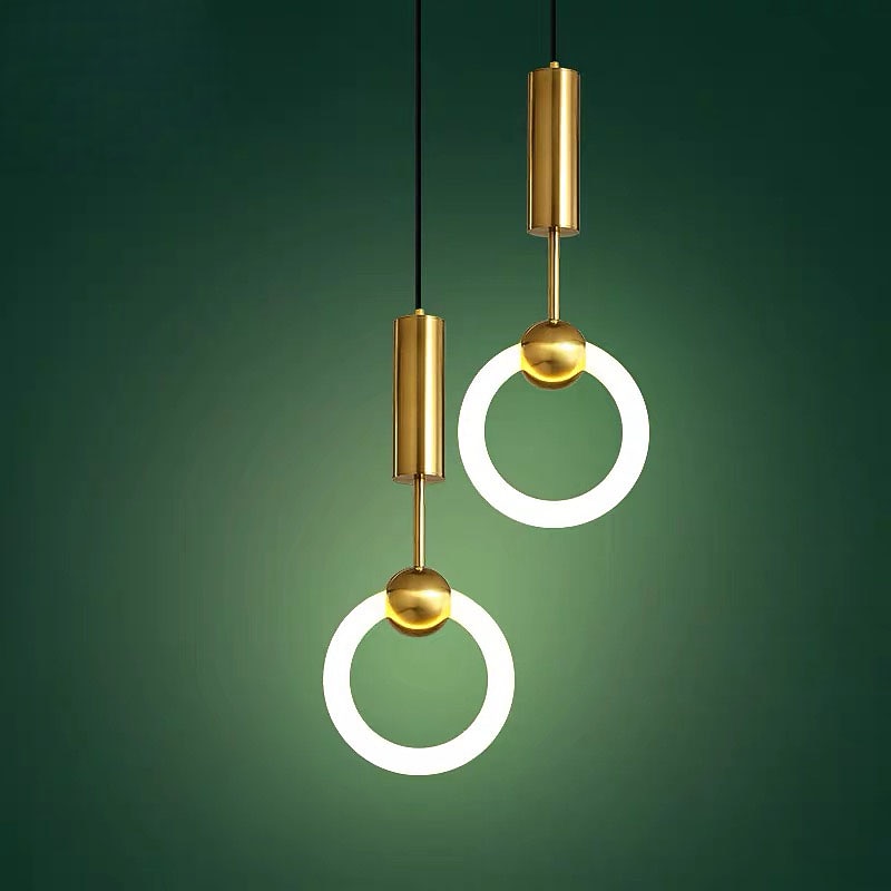 20cm LED Pendant Light Modern Nordic Ring Circle Desgin Bedside Light Living Room Bedroom Dining Room Metal Electroplated Modern 110-120V 220-240V3