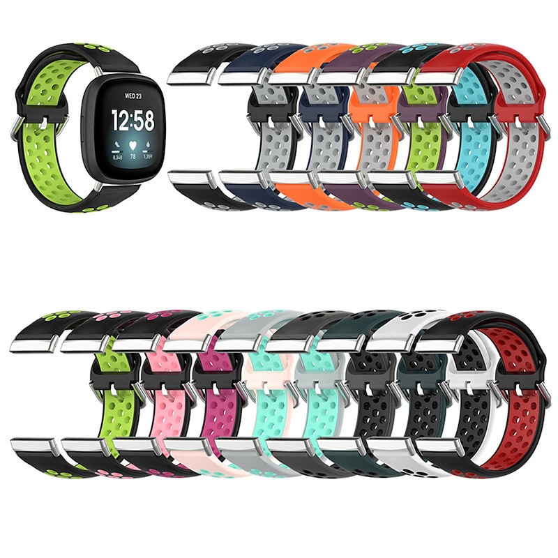 1 Pcs Watch Band for  Fitbit Versa 4 / Sense 2 / Versa 3 / Sense Adjustable Breathable Silicone Sport Strap Replacement Wristband