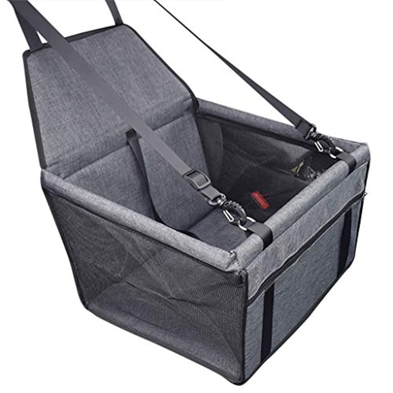 dog car seat, portable pet dog booster car seat breathable travel pet car seat carrier with seat belt for dogs & cats clip-on safety leash for cat puppy