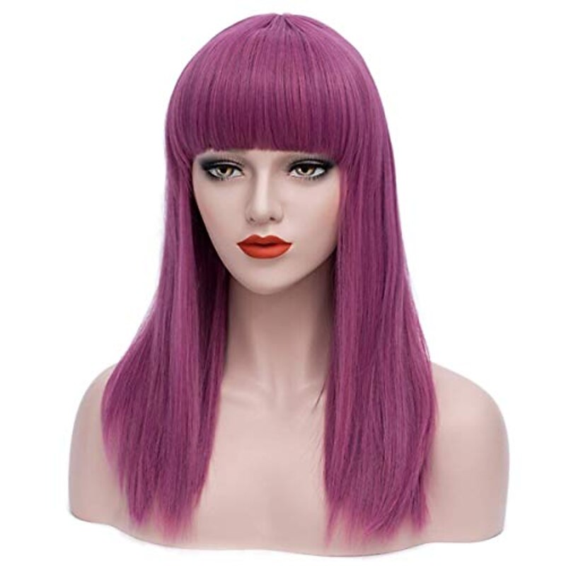 Long Purple Wigs for Kids Straight Cosplay Wig Anime  Party Wig Halloween Wigs4