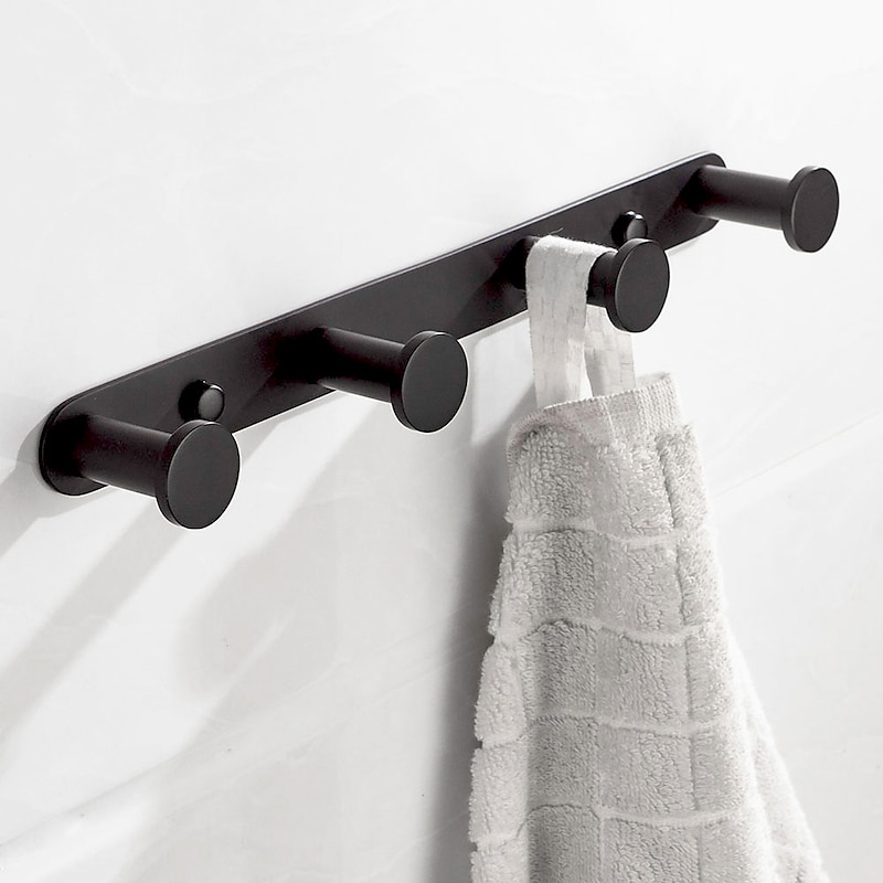 Robe Hook  Wall Mounted with 3 or 4 or 5 or 6 Hooks New Design Stainless Steel Bathroom Painted Finishes Black 1pc3