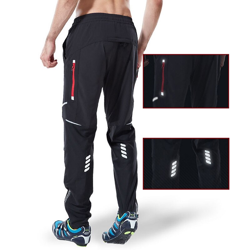 Men's Cycling Pants Hiking Bike Pants Black Trousers Outdoor Reflective Strips Bike Bottoms Windproof Breathable Moisture Wicking Quick Dry Anatomic Design Camping Fishing Mountain MTB Road Bike2