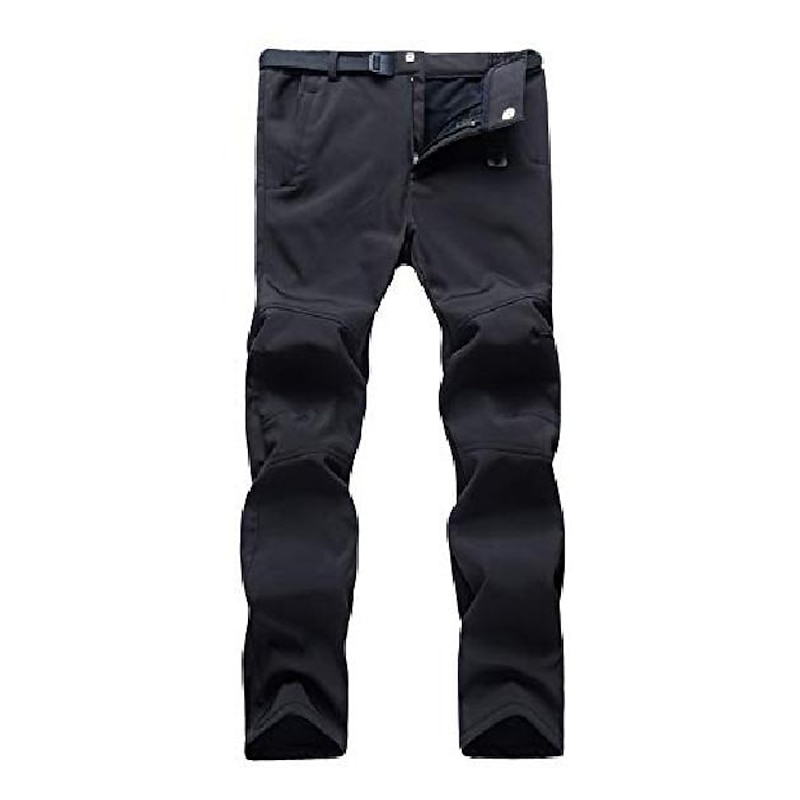 men fleece lined soft shell pants winter windproof insulated mountain ski trousers black s