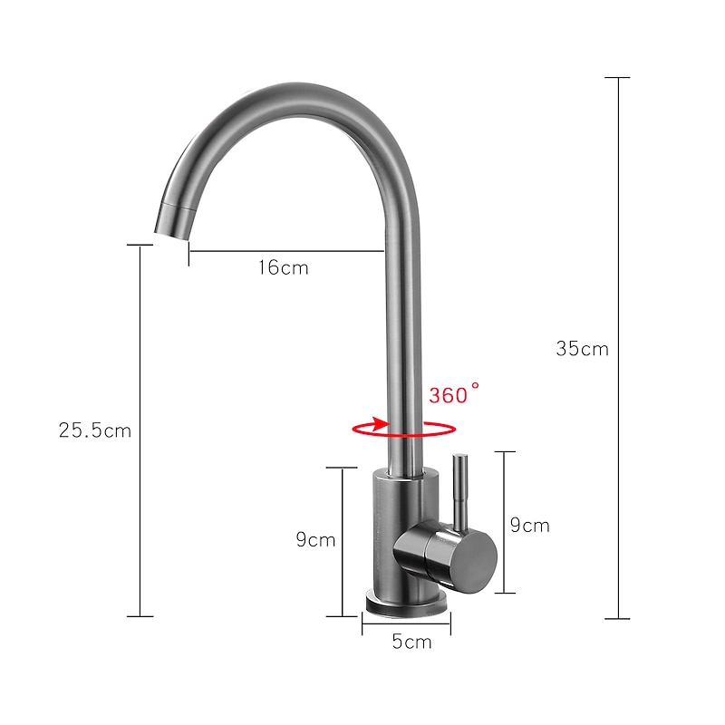 Stainless Steel Deck Mounted Kitchen Faucet, Nickel Brushed Multi-function Rotatable Kitchen Faucet with Hot and Cold Switch4