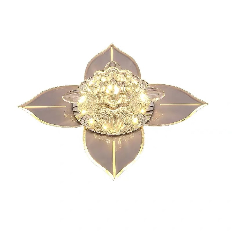 20cm LED Ceiling Light Crystal Porch Light Aisle Corridor Lamp Modern Flower Desgin Flush Mount Lights Metal Electroplated 110-240 V3