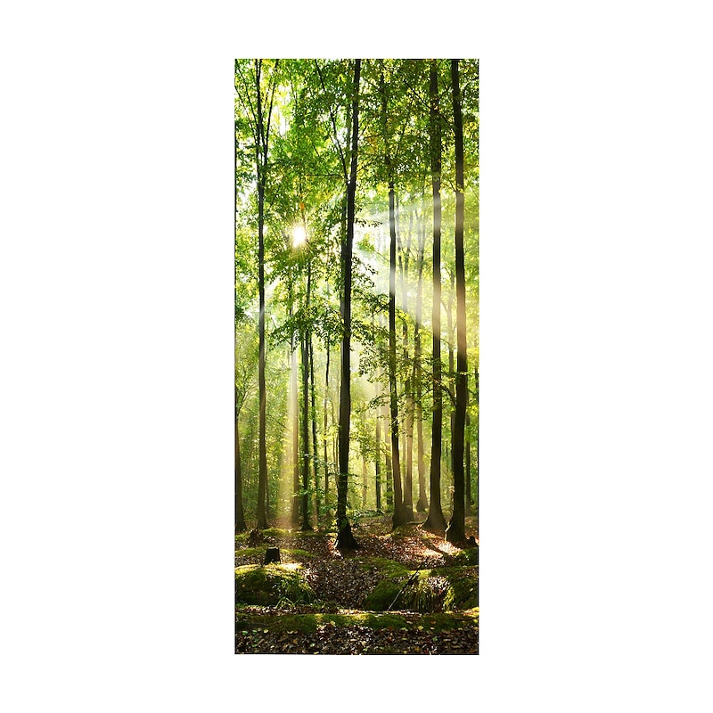 2pcs Self-adhesive Creative Waterproof Green Wood Door Stickers For Living Room Diy Decoration Home Waterproof Wall Stickers 30.3“x78.7“(77x200cm)3