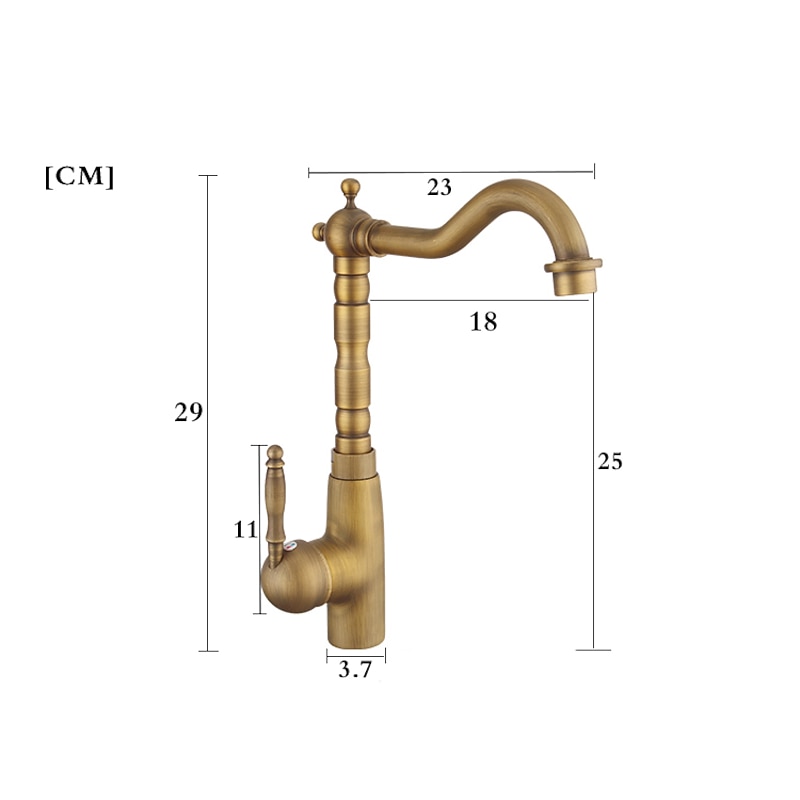Kitchen Sink Mixer Faucet Traditional, 360 Rotating Kitchen Vessel Taps Antique Brass Retro Style Single Handle One Hole with Hot and Cold Water Hose2