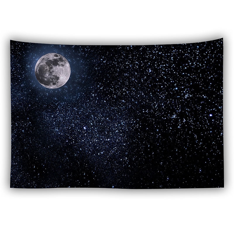 Moon Star Sky Hanging Tapestry Wall Art Large Tapestry Mural Decor Photograph Backdrop Blanket Curtain Home Bedroom Living Room Decoration2