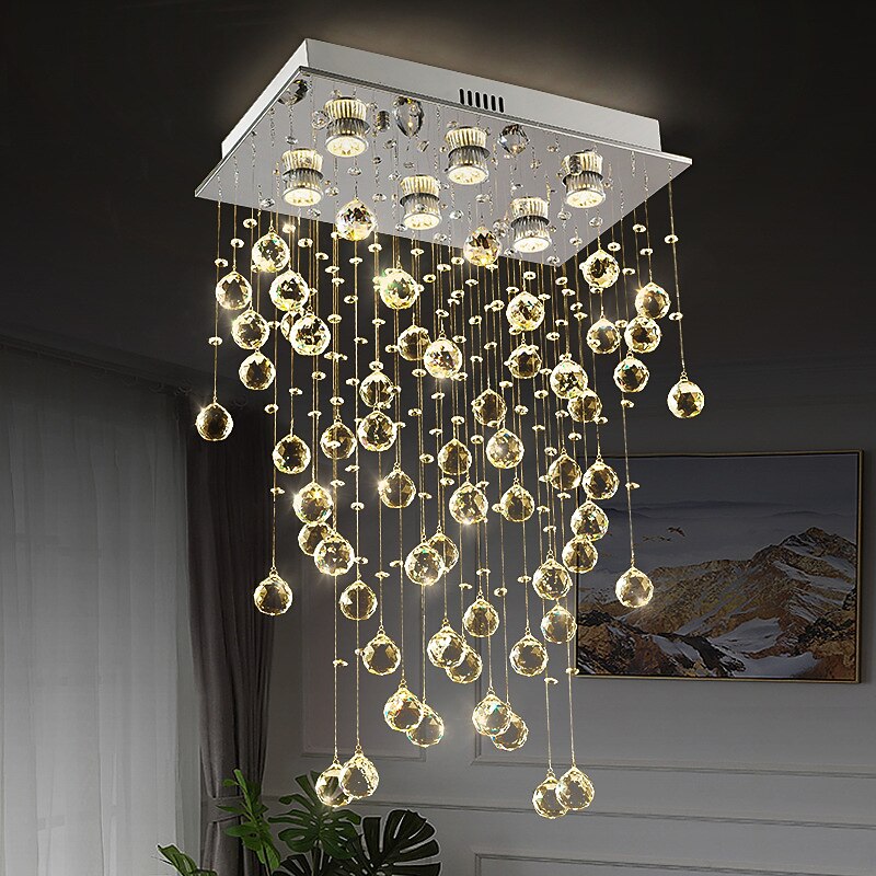 50cm LED Crystal Chandelier Modern Lantern Desgin Flush Mount Lights Stainless Steel Electroplated 110-120V 220-240V3