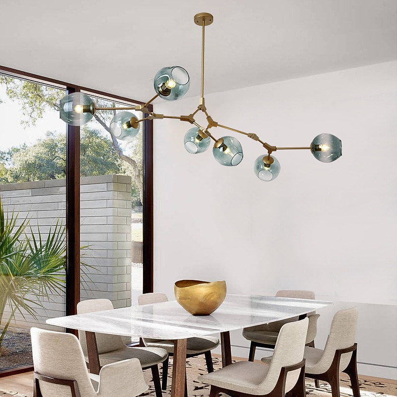 Multi Heads Magic Bean Chandelier Warm White Light Creative Art Modern Living Room Lamp Heteromorphic Nordic Simple Molecular Glass Ball Dining Room AC110V AC220V3