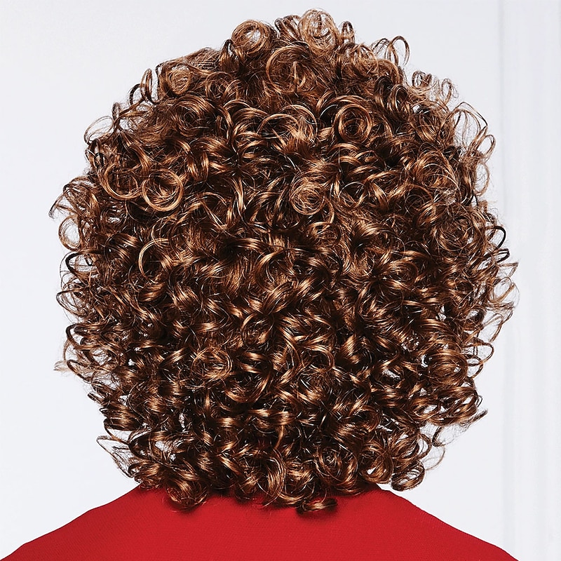 Brown Wigs for Women Synthetic Wig Jerry Curl Asymmetrical Wig Blonde Medium Length Blonde Synthetic Hair Women's Fashionable Design Exquisite Fluffy Blonde2