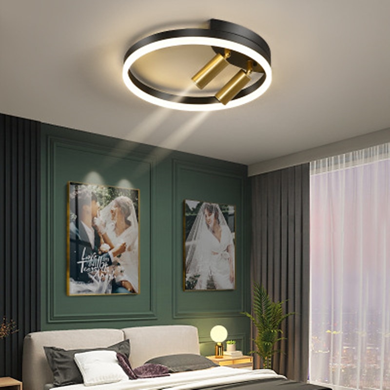 40cm LED Ceiling Light Nordic Modern Black Gold Circle Design Flush Mount Lights Metal Painted Finishes Nature Inspired 220-240V4