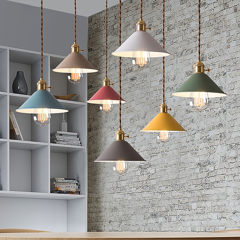 22 cm LED Pendant Light Modern Nordic Single Design White Yellow Green Gray Blue Pink Metal Painted Finishes 110-120V 220-240V