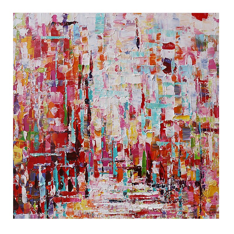Handmade Oil Painting Canvas Wall Art Decoration Red Mosaic Abstract for Home Decor Rolled Frameless Unstretched Stretched Frame Hanging Painting3