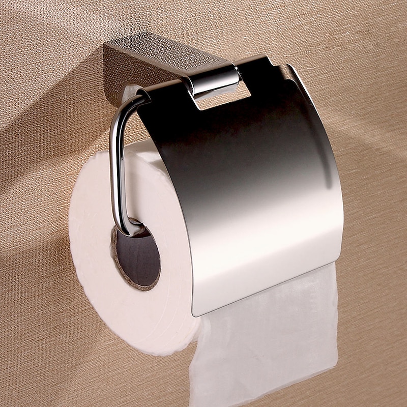 Toilet Paper Holder New Design Stainless Steel and Zinc Alloy Material Bathroom Wall Mounted Silvery 1pc