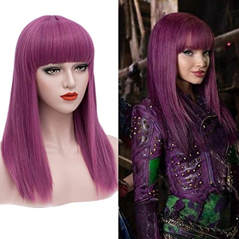 Long Purple Wigs for Kids Straight Cosplay Wig Anime  Party Wig Halloween Wigs