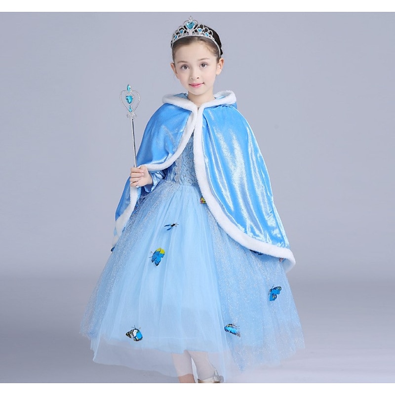 Princess Fairytale Elsa Cloak Girls' Movie Cosplay A-Line Slip Purple Yellow Fuchsia Dress Shawl Christmas Masquerade World Book Day Costumes3