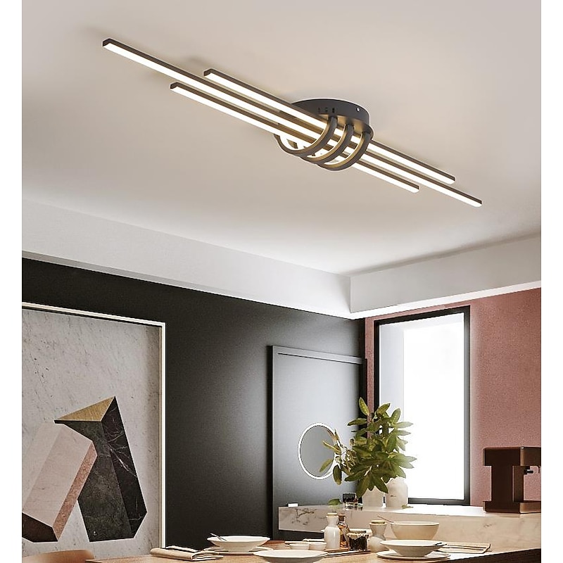 80cm LED Ceiling Light Modern Geometric Design Black White Minimalist Flush Mount Lights Aluminum Painted Finishes 110-120V 220-240V