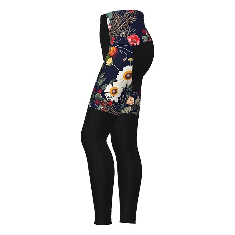 Women's Graphic Patterned Floral Botanical Ugly Christmas Cycling Tights Bike Pants Tights Mountain Bike MTB Road Bike Cycling Sports Thermal Warm 3D Pad Quick Dry Reflective Strips Black Red 5