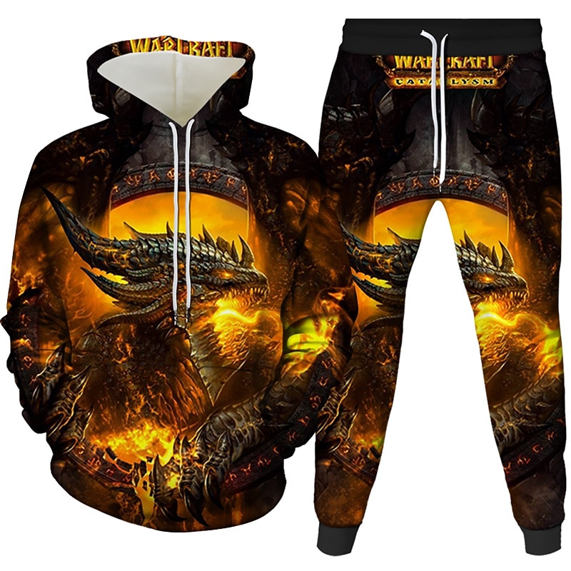 Men's Women's 3D Hoodies Set Blue Gold Rainbow Orange Brown Hooded Graphic 3D Galaxy Star Print 2 Piece Front Pocket Daily 3D Print 3D Print Casual Clothing Apparel Hoodies Sweatshirts  Long Sleeve