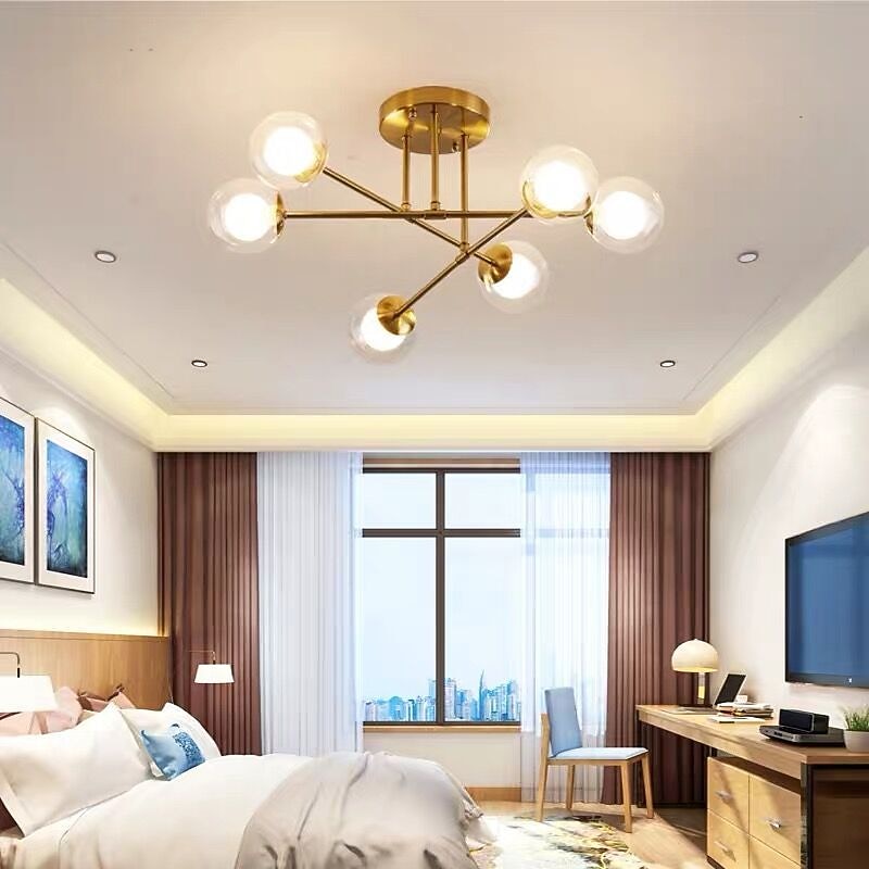 58cm LED Ceiling Light Nordic Sputnik Design Black Gold Globe Design Glass Chandelier Metal Artistic Style Sputnik Industrial Painted Finishes Artistic Nordic Style 110-120V 220-240V2