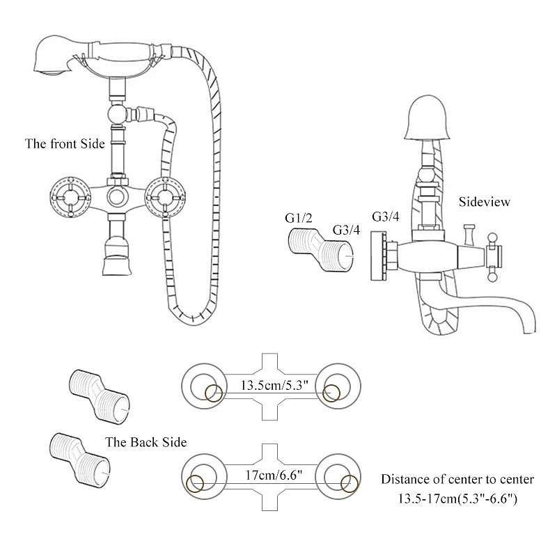 Shower Faucet Set - Rainfall Shower Vintage Style Electroplated Mount Outside Ceramic Valve Bath Shower Mixer Taps4