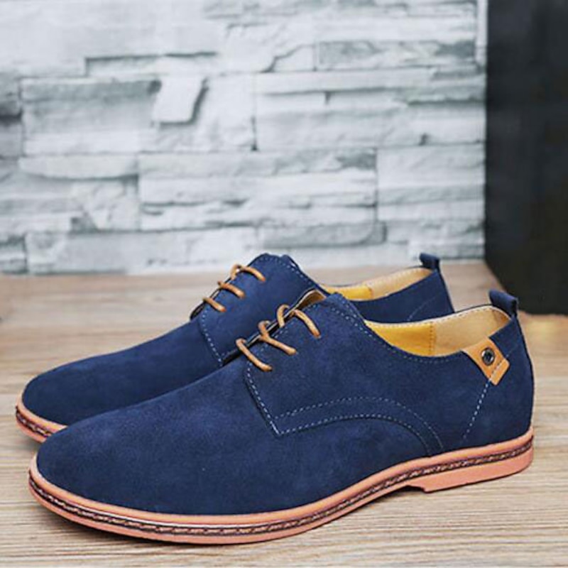 Men's Navy Blue Suede Oxford Shoes – Casual Lace-Up Dress Shoes for Weddings, Business, and Everyday Wear2