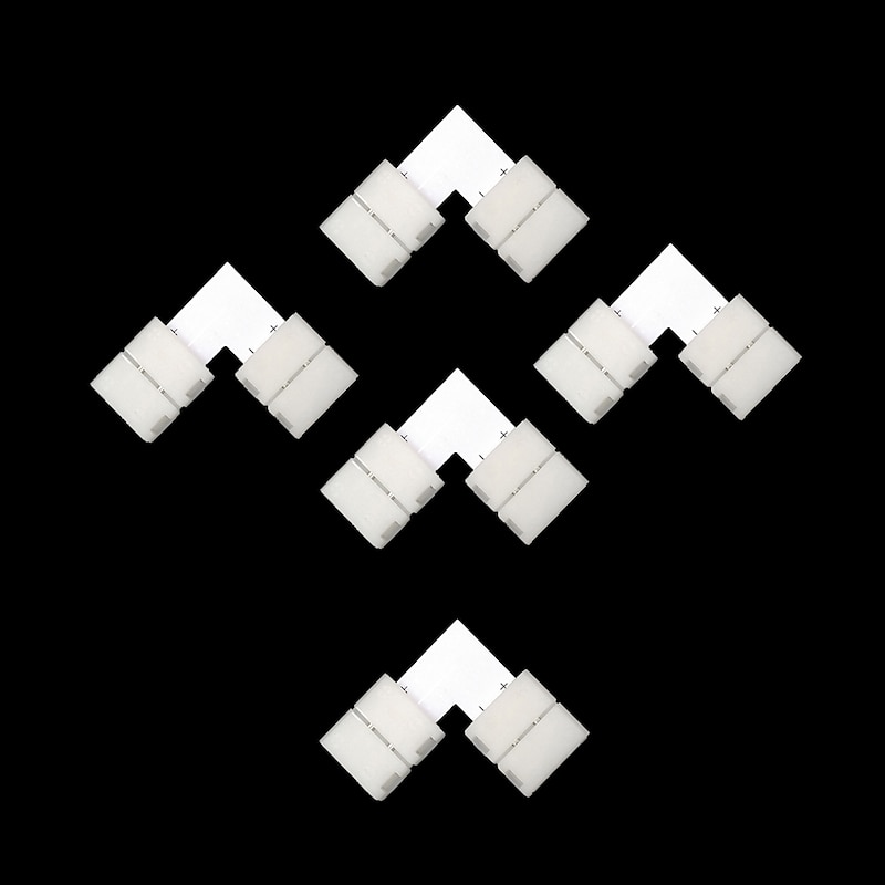 5Packs 2-Pin LED Light Strip Connectors 8mm10mm Unwired Gapless Solderless Adapter Terminal Extension for SMD 5050 2835 3528 4040 LED Monochrome Strip3