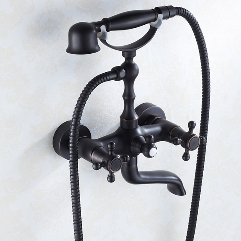 Shower Faucet Set - Rainfall Shower Vintage Style Electroplated Mount Outside Ceramic Valve Bath Shower Mixer Taps3