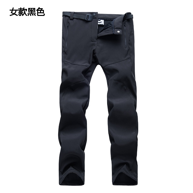 men fleece lined soft shell pants winter windproof insulated mountain ski trousers black s3