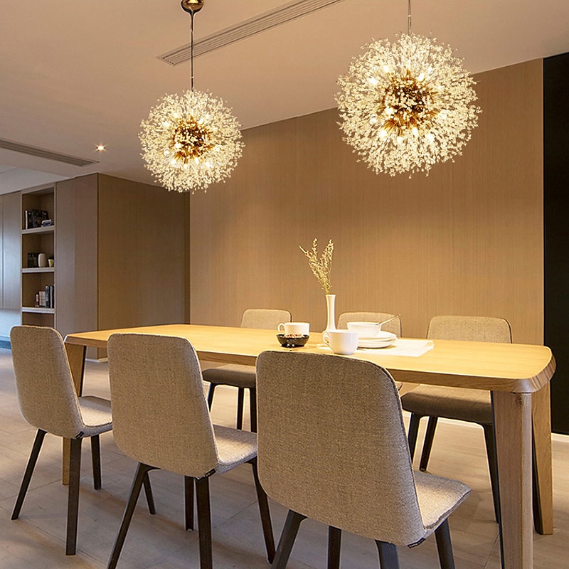 8/9/12 Heads LED Pendant Light Nordic Dandelion Chandelier Fireworks Crystal Lamp Artistic Living Room Dining Room Bedroom Lamp Romantic Clothing Store Bar Lamp 15-22inch3