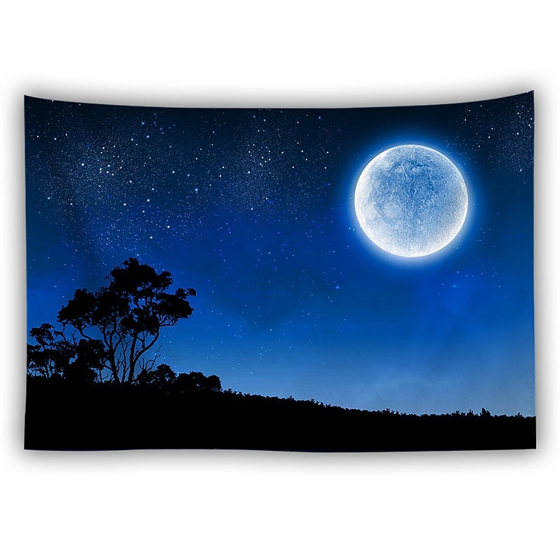 Moon Star Sky Hanging Tapestry Wall Art Large Tapestry Mural Decor Photograph Backdrop Blanket Curtain Home Bedroom Living Room Decoration3