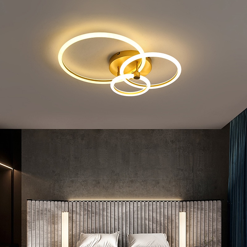 LED Ceiling Light Circle Ring Nordic Gold Acrylic 2 3 5 6 Heads Exterior Lighting Living Room Ceiling Lamp Simple Modern Art ceiling Light Luxury LED Bedroom Light AC220V3