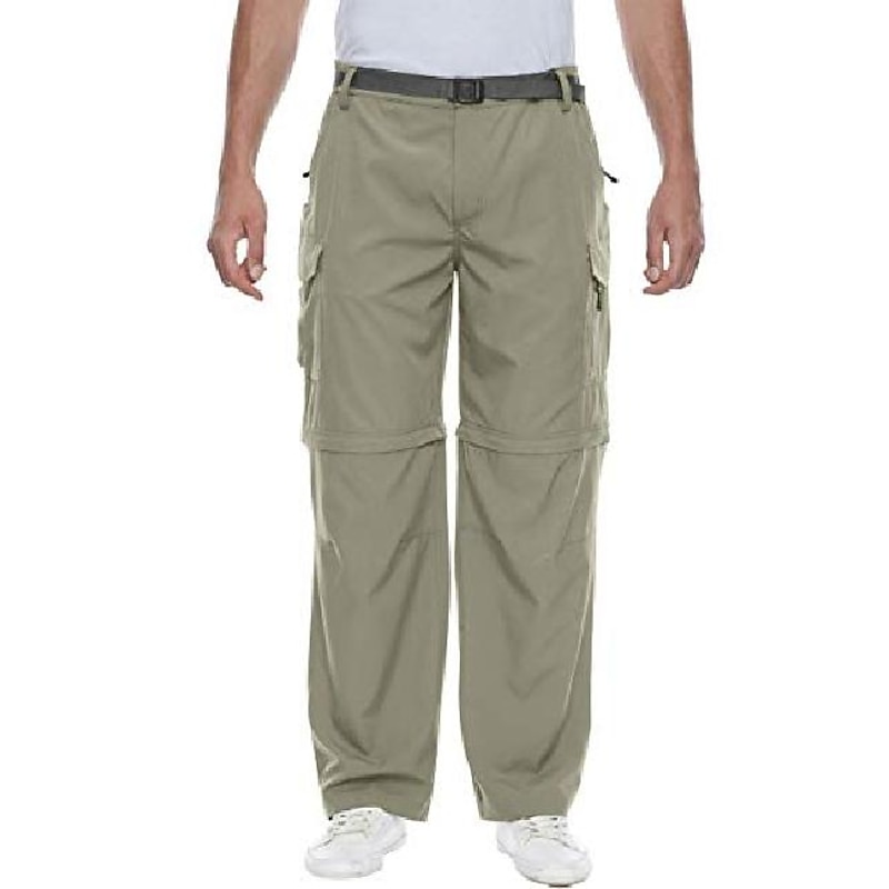 mens convertible zip-off quick dry pants with cargo pockets for outdoor hiking travel green size m